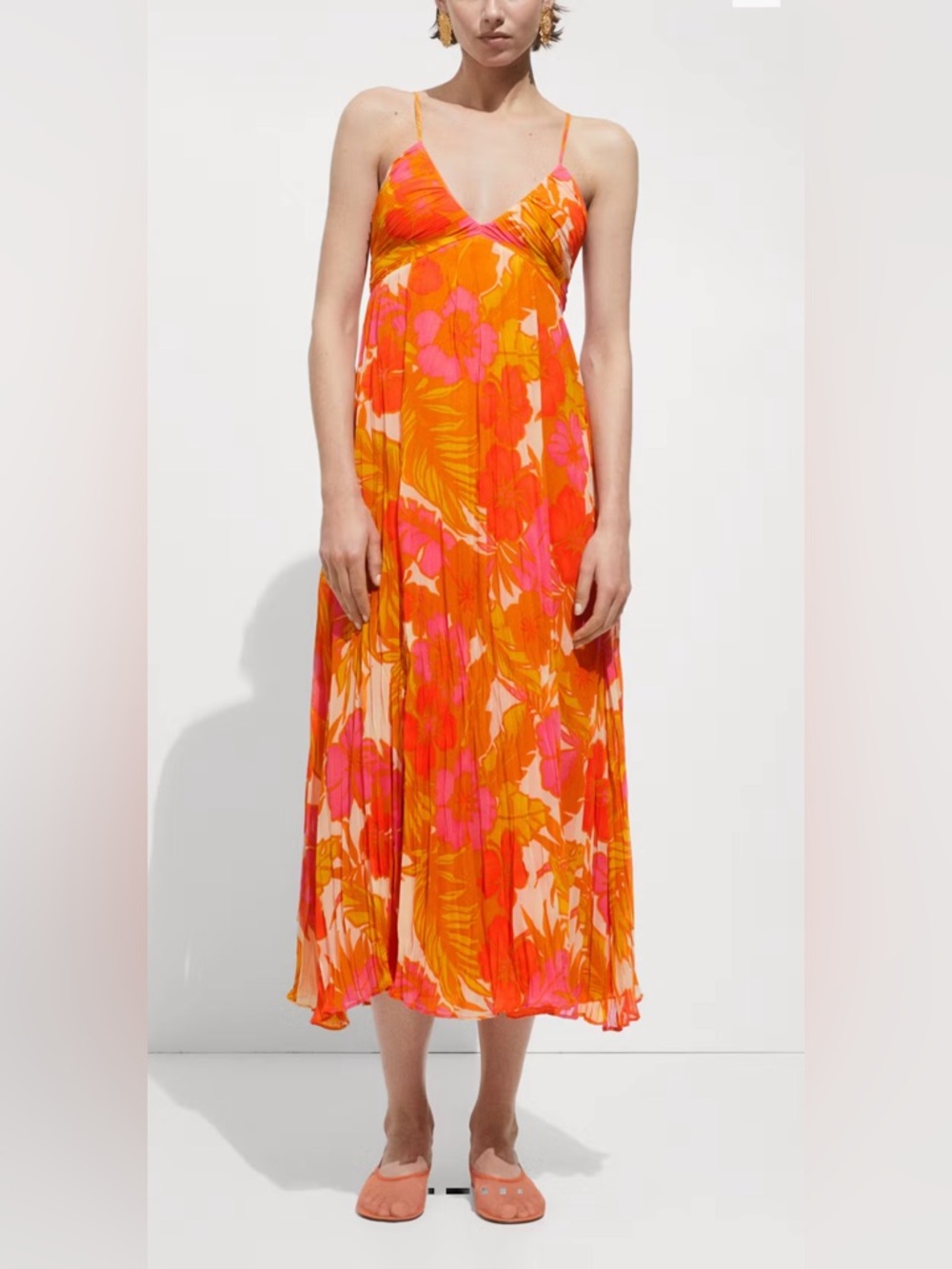 Mango Orange and Pink Floral Maxi Dress